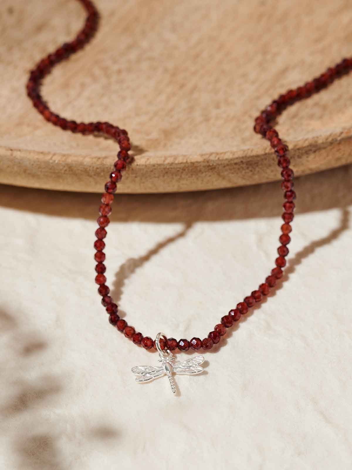 Granat Kette Libelle Silber