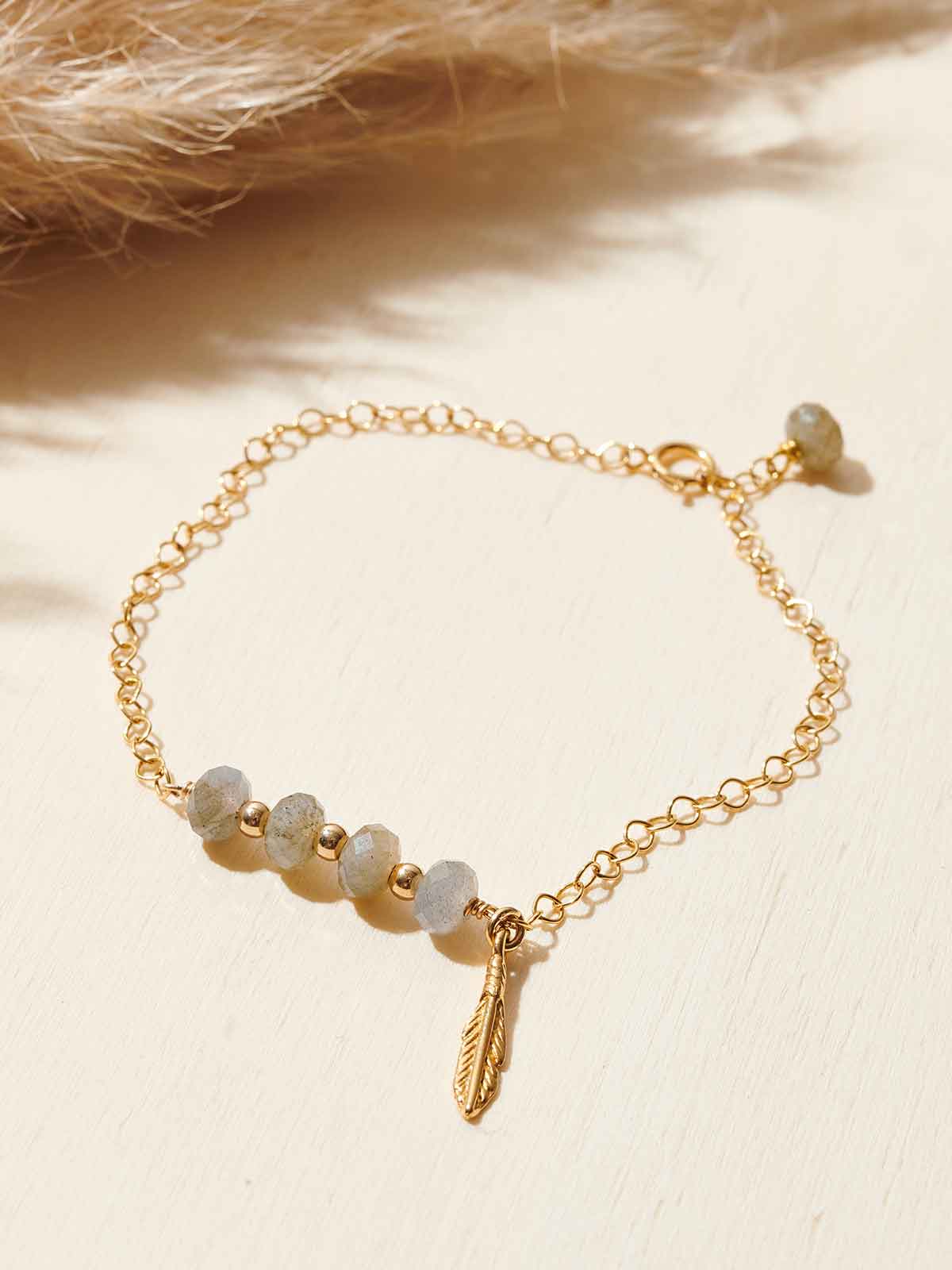 Labradorit Armband Feder