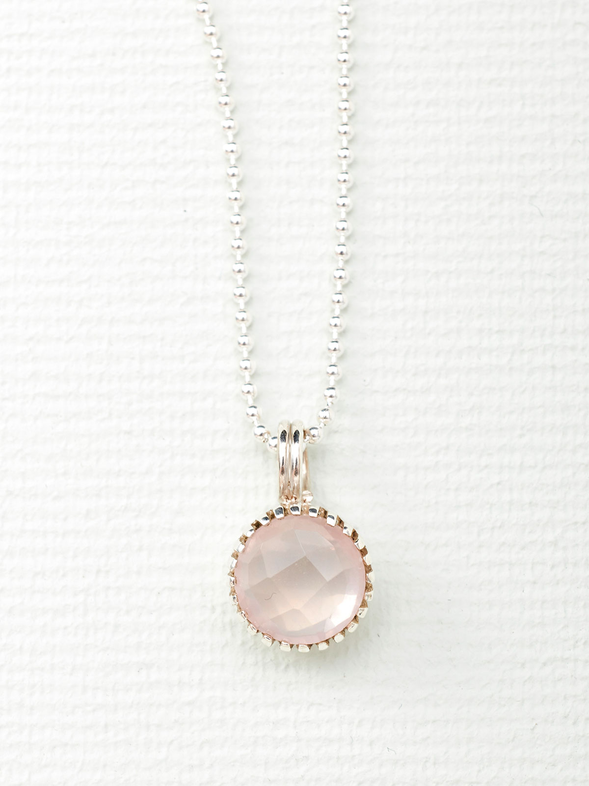 Rosenquarz Kette Silber